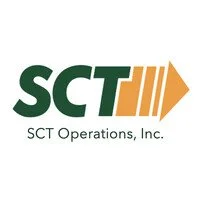 SCT Operations, Inc. logo with green and orange text and an arrow symbol.
