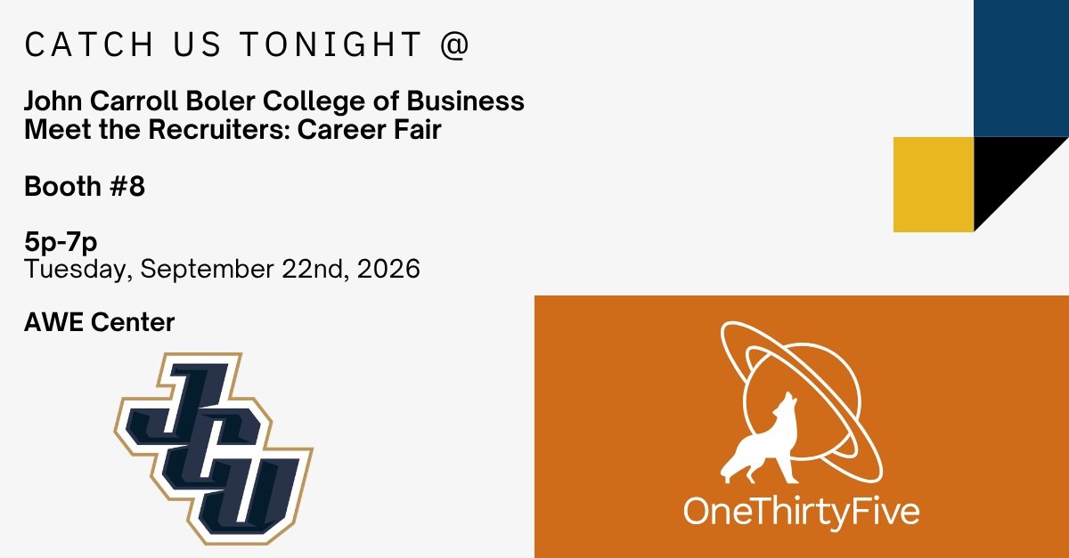 John Carroll Blue Streaks ⚡ Come meet 3 of our 4 JCU alumni, Lizzie Bruce, Lauren Devin &amp; Caroline Coleman, plus CEO Kevin DeFranco at tonight&rsquo;s Meet the Recruiters in the AWE Center!
.
.
.
.
.
#OneThirtyFive #ohiostate #GoldenFlashes #Ohio