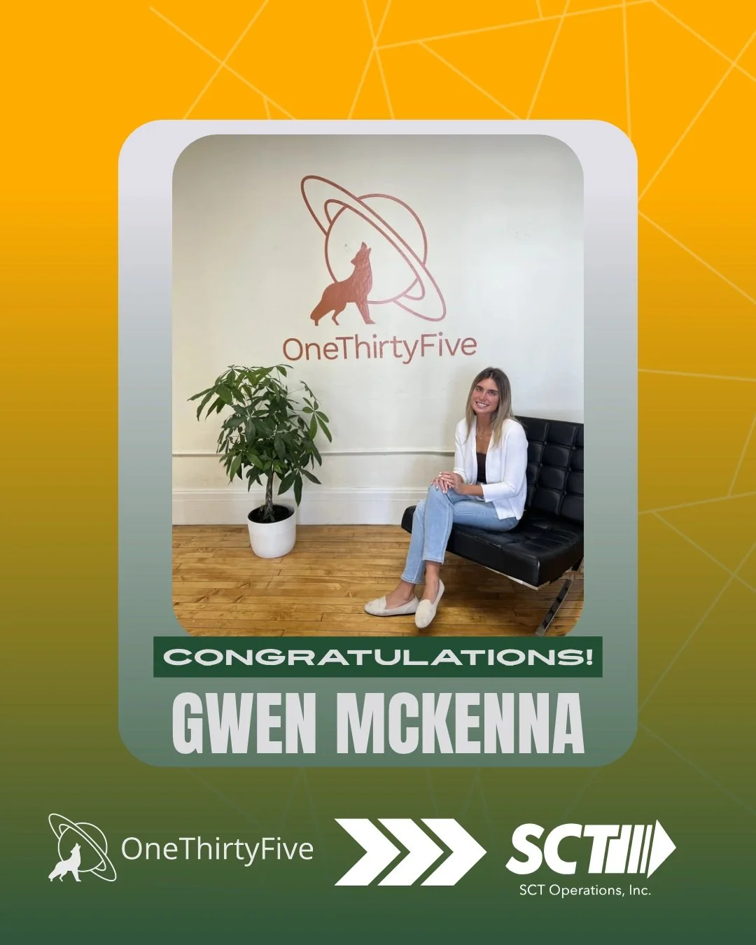 13 months of hard work, countless cold calls, and a whole lot of determination! 

HUGE congratulations to Gwen McKenna on officially joining our client, SCT Operations, full-time! 🎉

Gwen put in the work as a BDR at OneThirtyFive, sharpened her sale