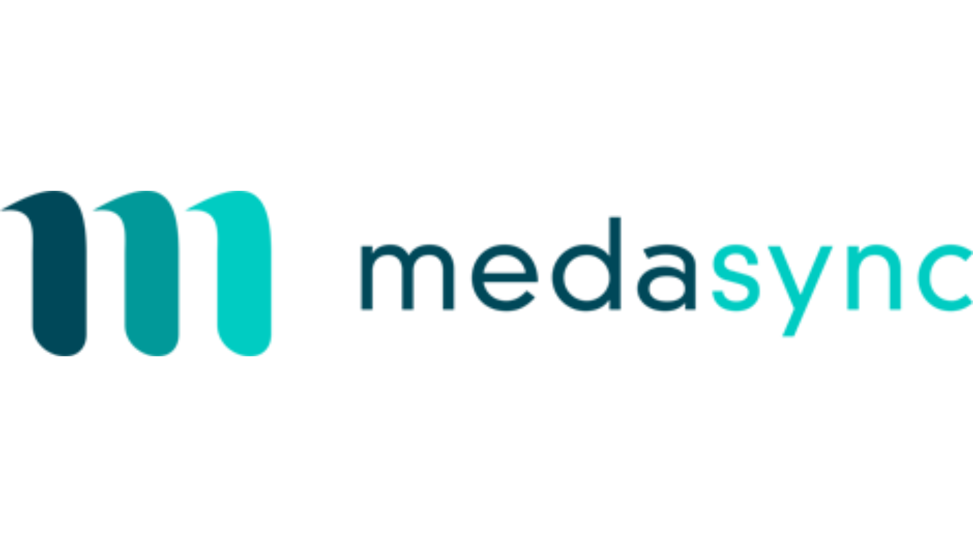 MedaSync logo with stylized blue and teal M icons and the word 'medasyn' in lowercase letters.