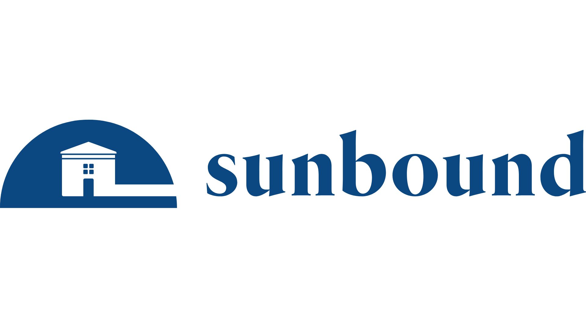 Sunbound logo featuring a boat icon and the word 'sunbound' in blue text.