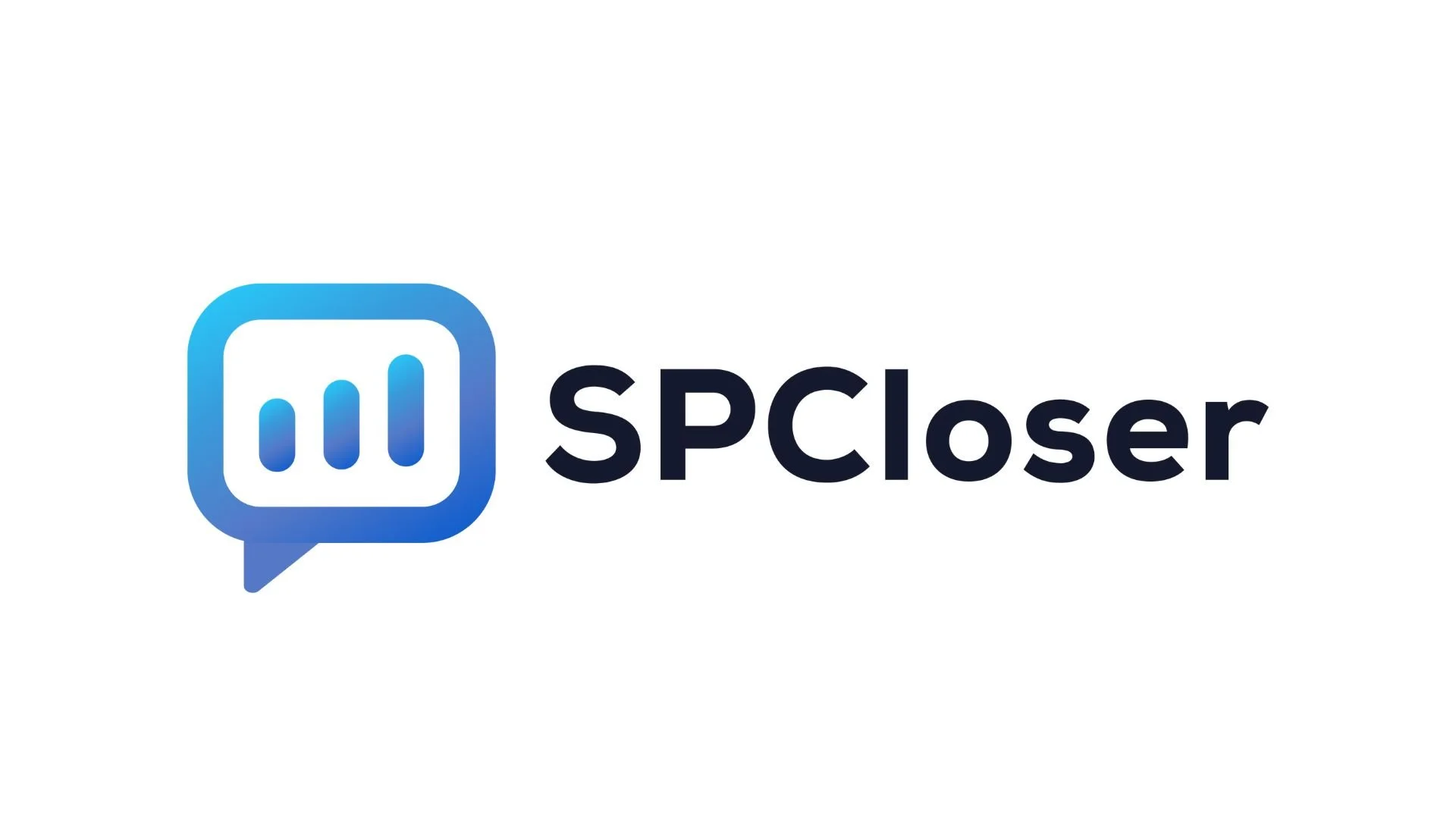 Logo of SPCloser, a blue speech bubble with three vertical bars inside, next to the text SPCloser in dark blue.