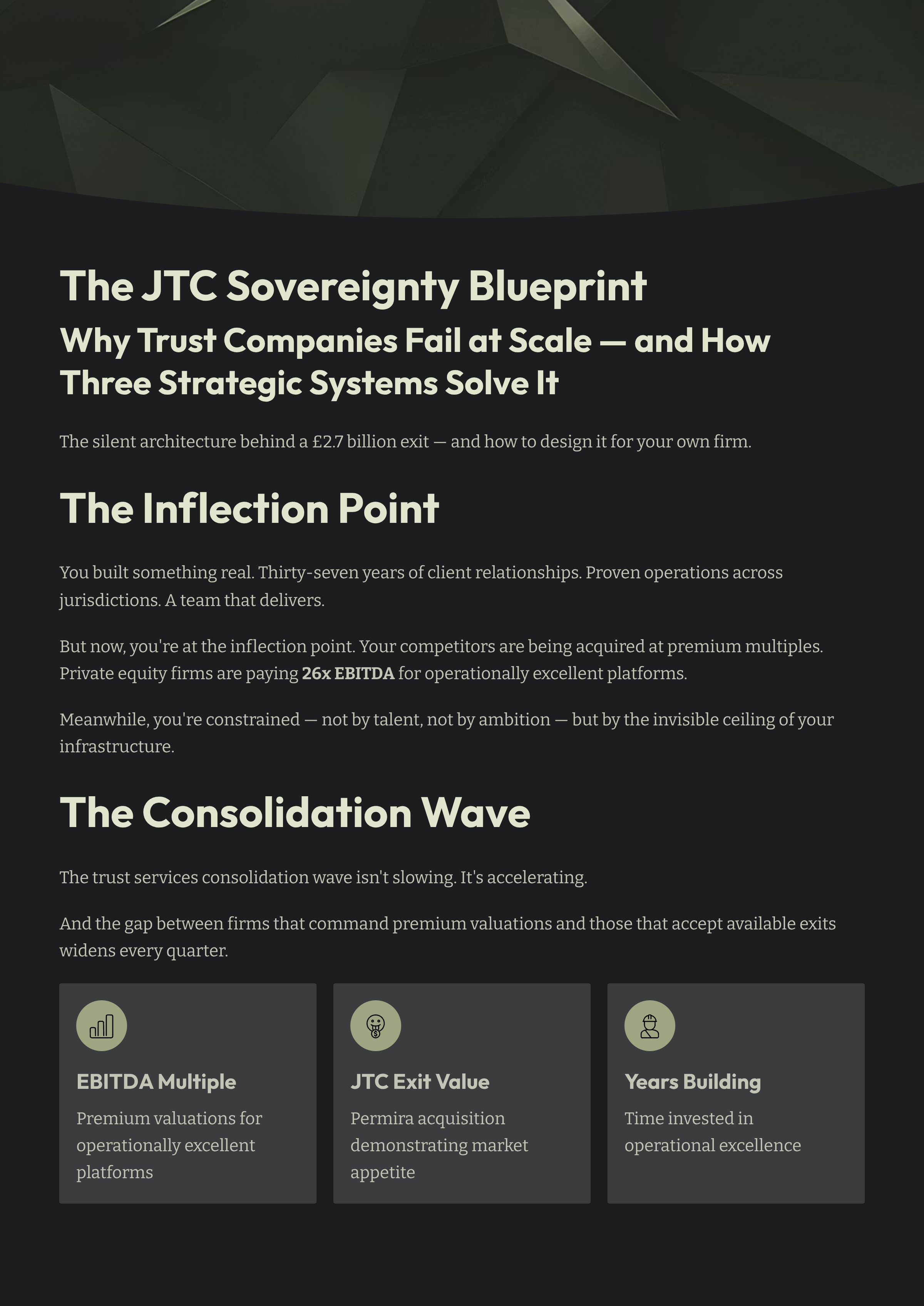 The JTC Sovereignty Blueprint: Why Trust Companies Fail at Scale—and How Three Strategic Systems Solve It