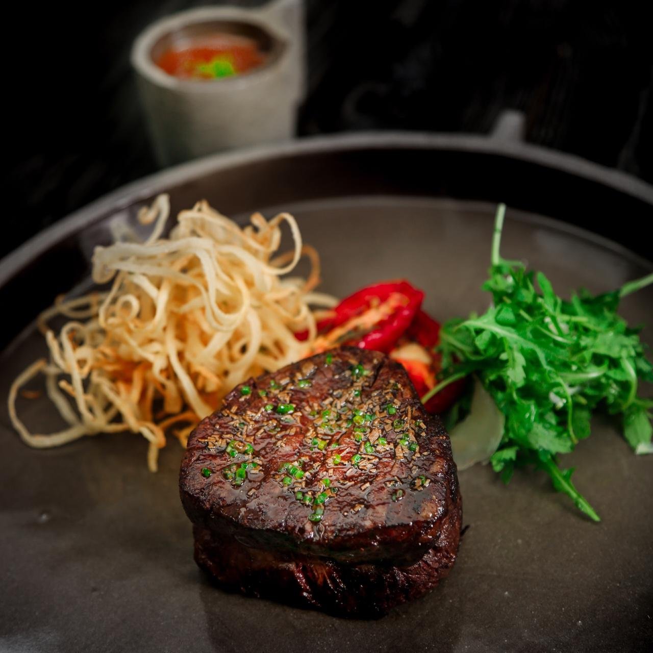 Beef Tenderloin Filet with Crispy Roots