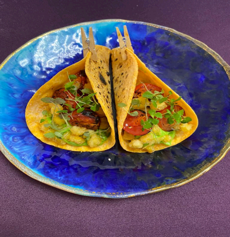 Corn and guacamole tacos
