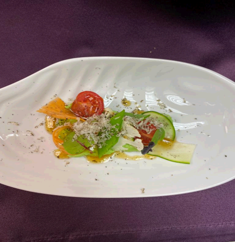 Avocado purée fresh vegtables,truffle