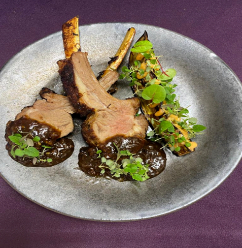 Lamb chops and grilled aubergine