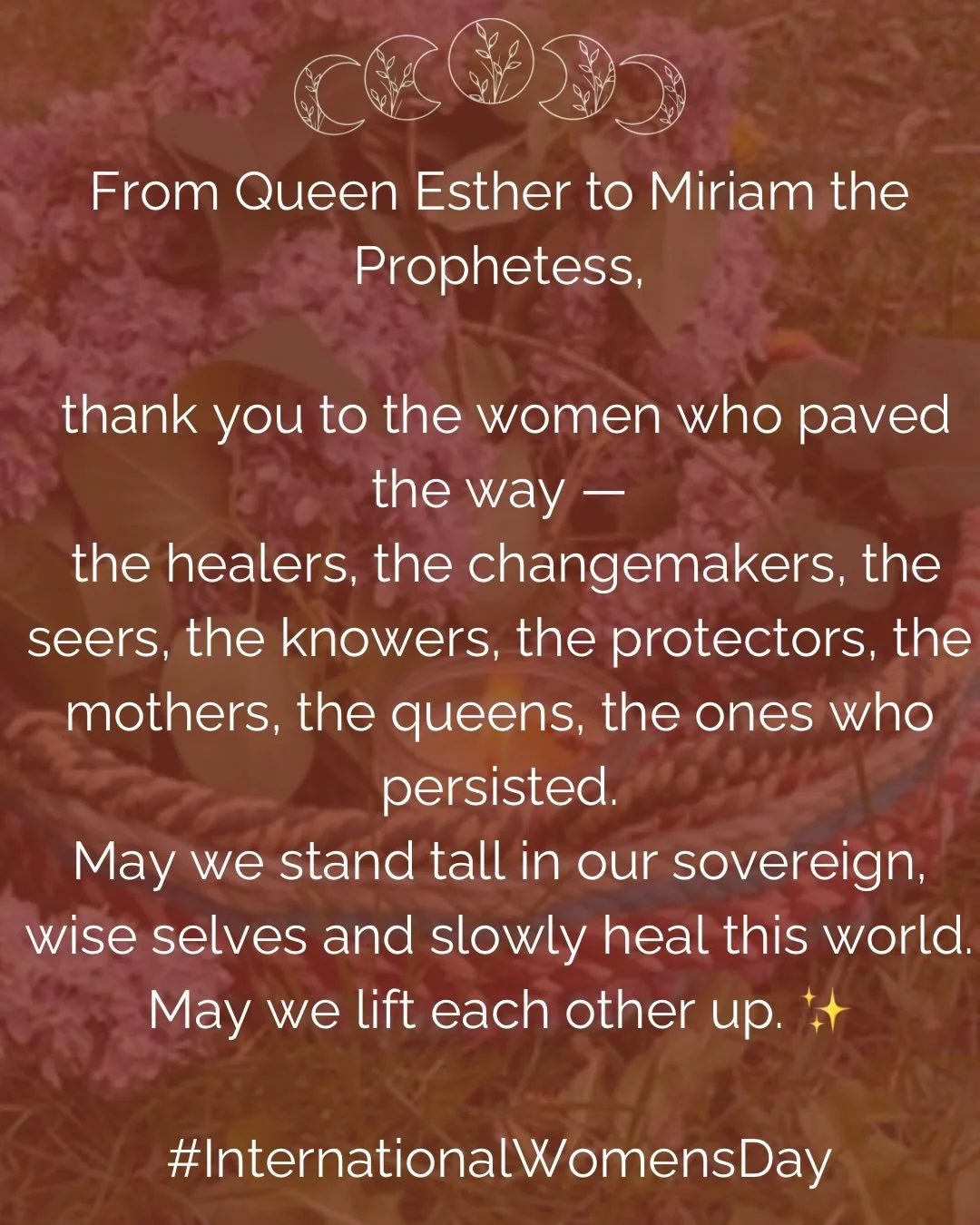 👑From Queen Esther to Miriam the Prophetess, thank you to the women who paved the way.

On International Women&rsquo;s Day, one way we honor feminine sovereignty is by investing in nourishing spaces that allow us to rest, reflect, renew, and restore