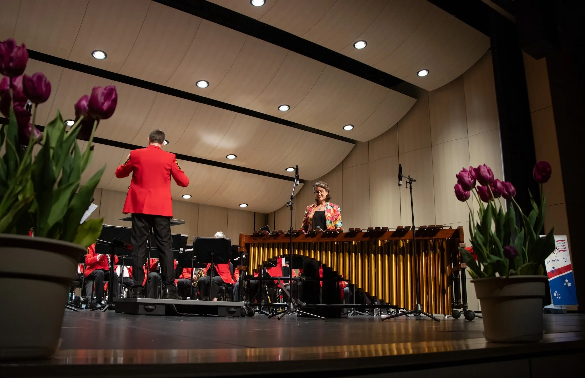 Marimba player and band