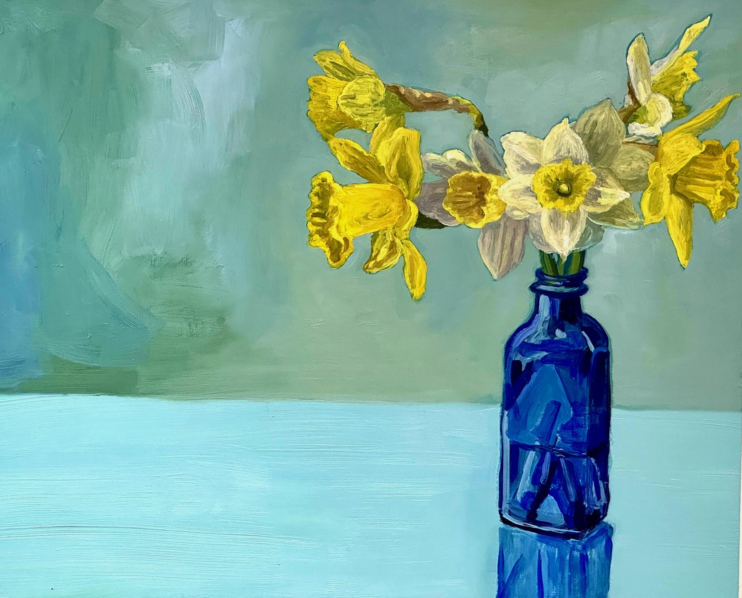 Spring Daffodils,  oil on cradled board, 16" x 20", 2026
