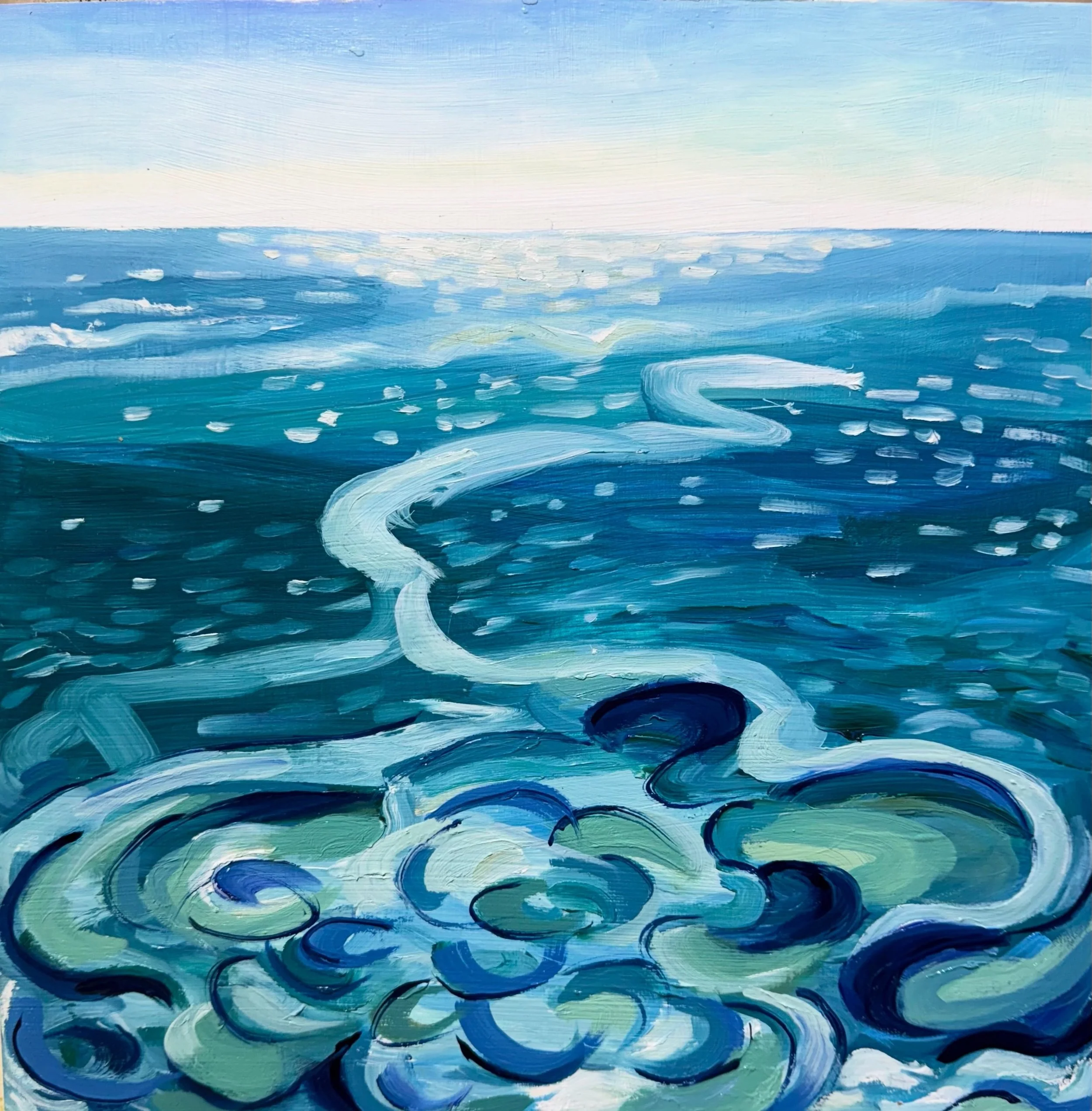 Swirl, oil on board, 12" x 12" 2025