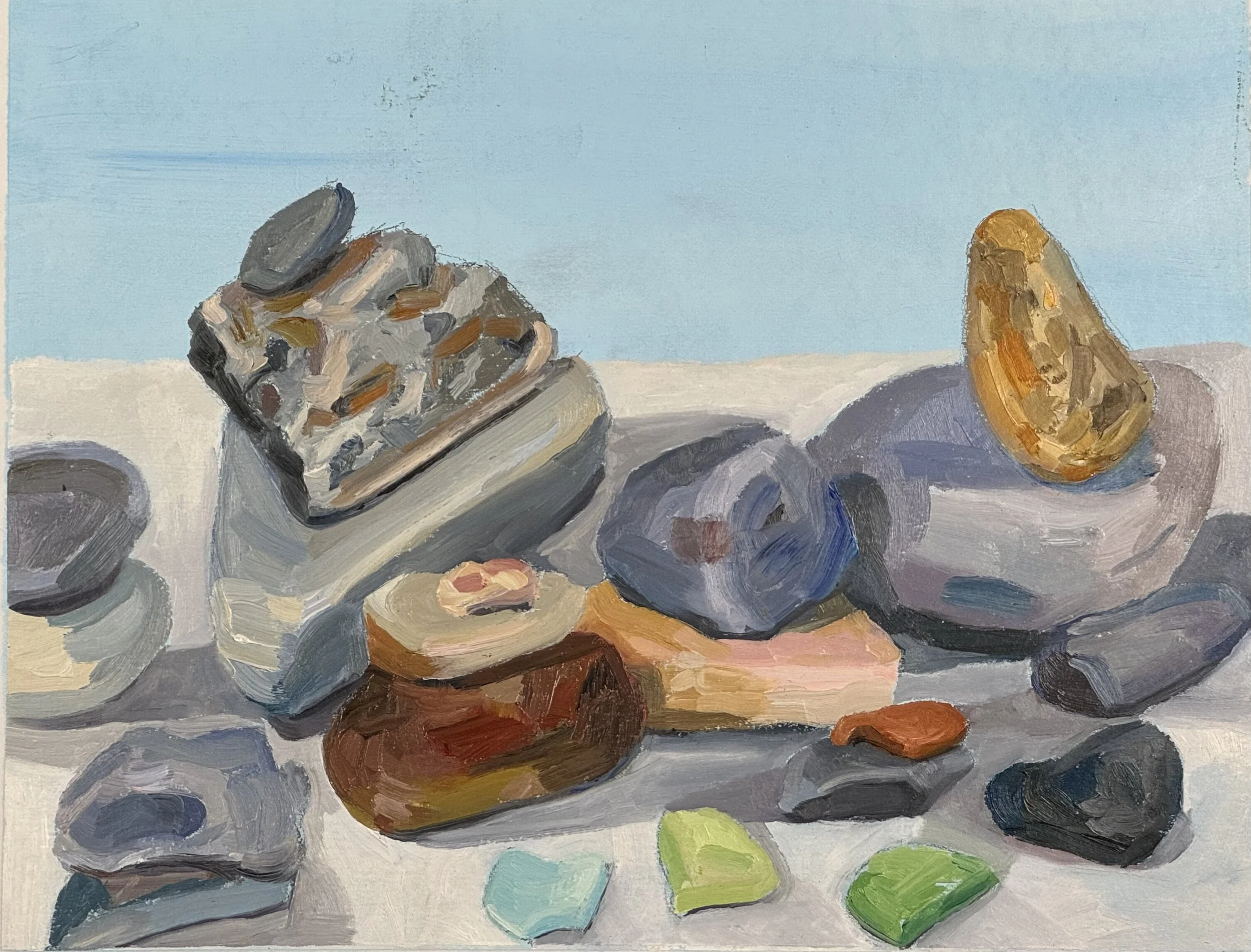 Rocks, oil on art board, 11" x 14", 2024