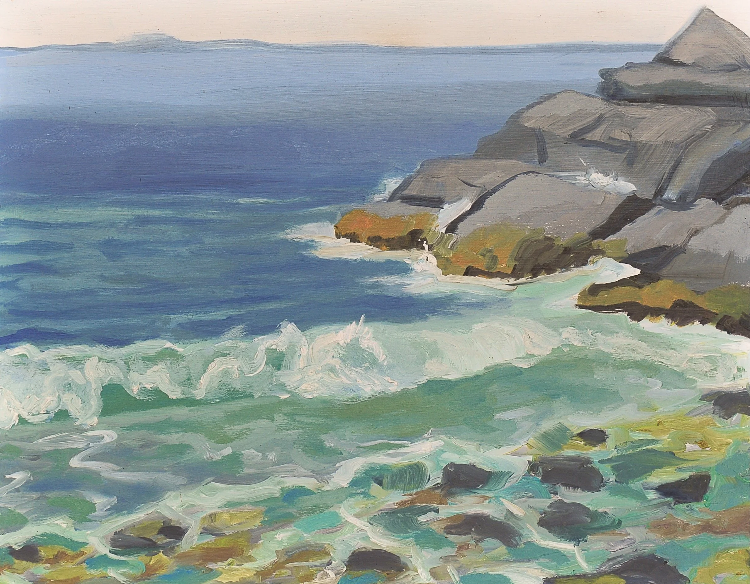 Lobster Cove, oil on panel, 11” x 14” July 2026
