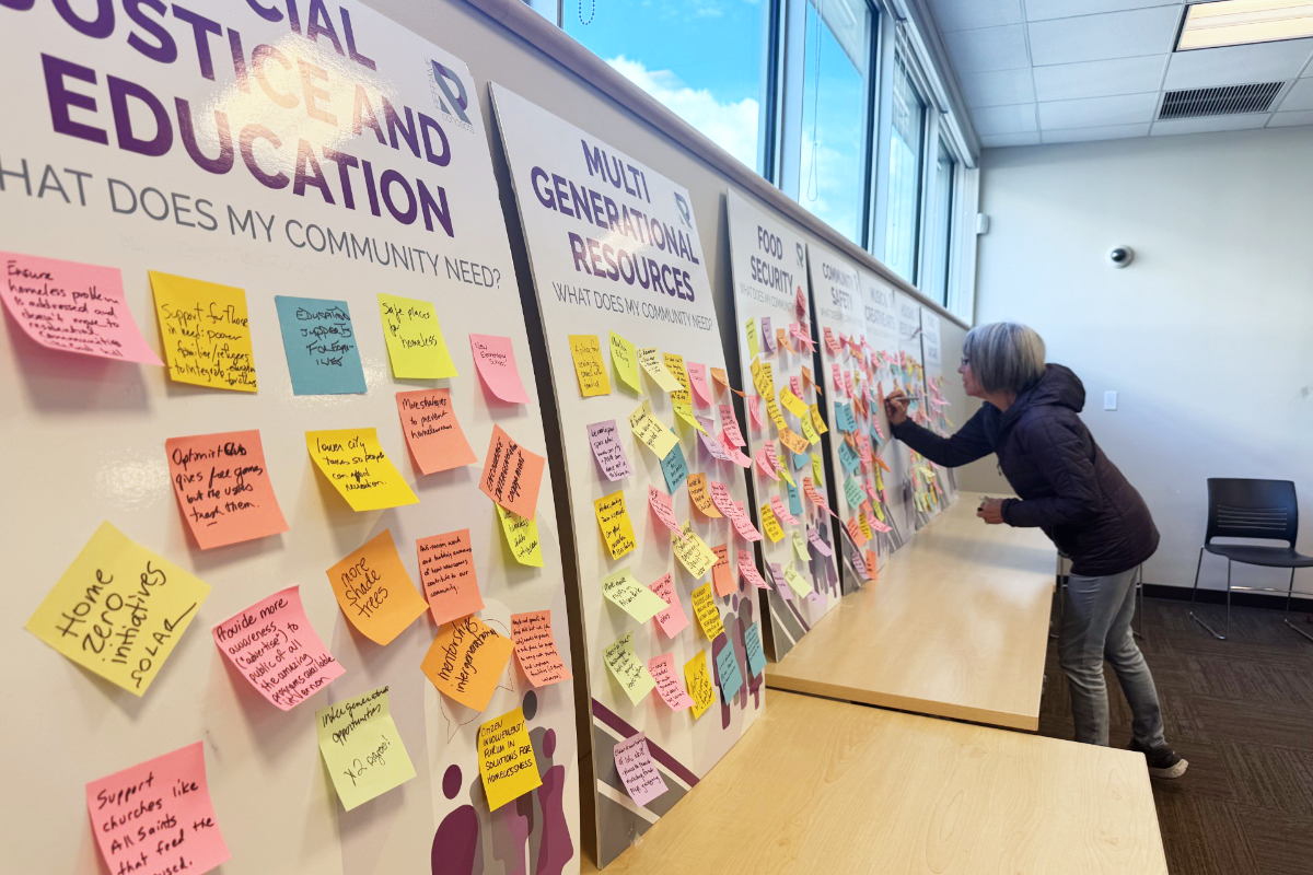 a participant offering personal suggestions on community improvement for Reframe Concepts