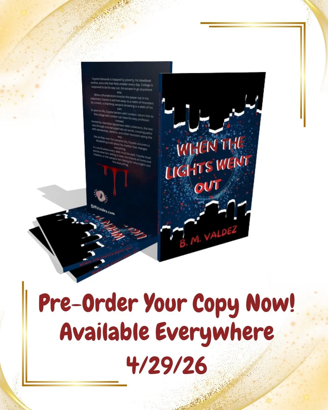 Check out my next release, a novella called When the Lights Went Out! This #comedy #vampireromance features a #portalfantasy and #gay characters! It is short and sweet and will hopefully have you laughing throughout. You can preorder the ebook or the
