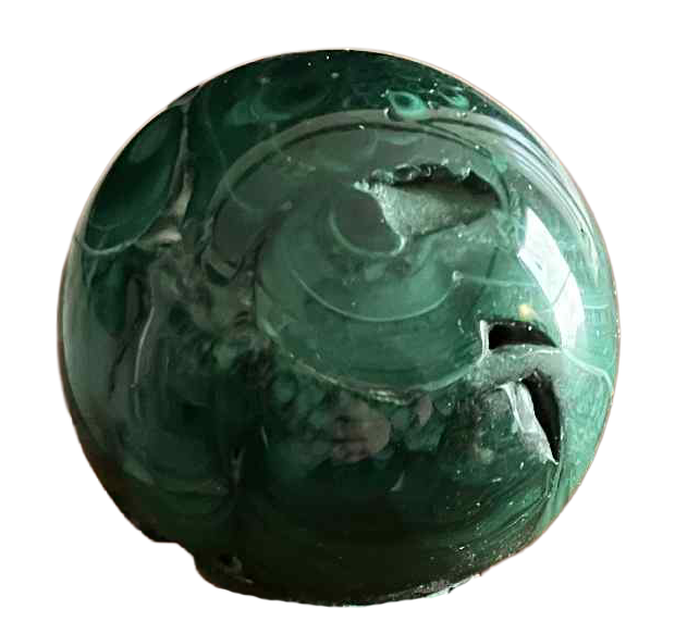 Green malachite crystal stone with swirling patterns.