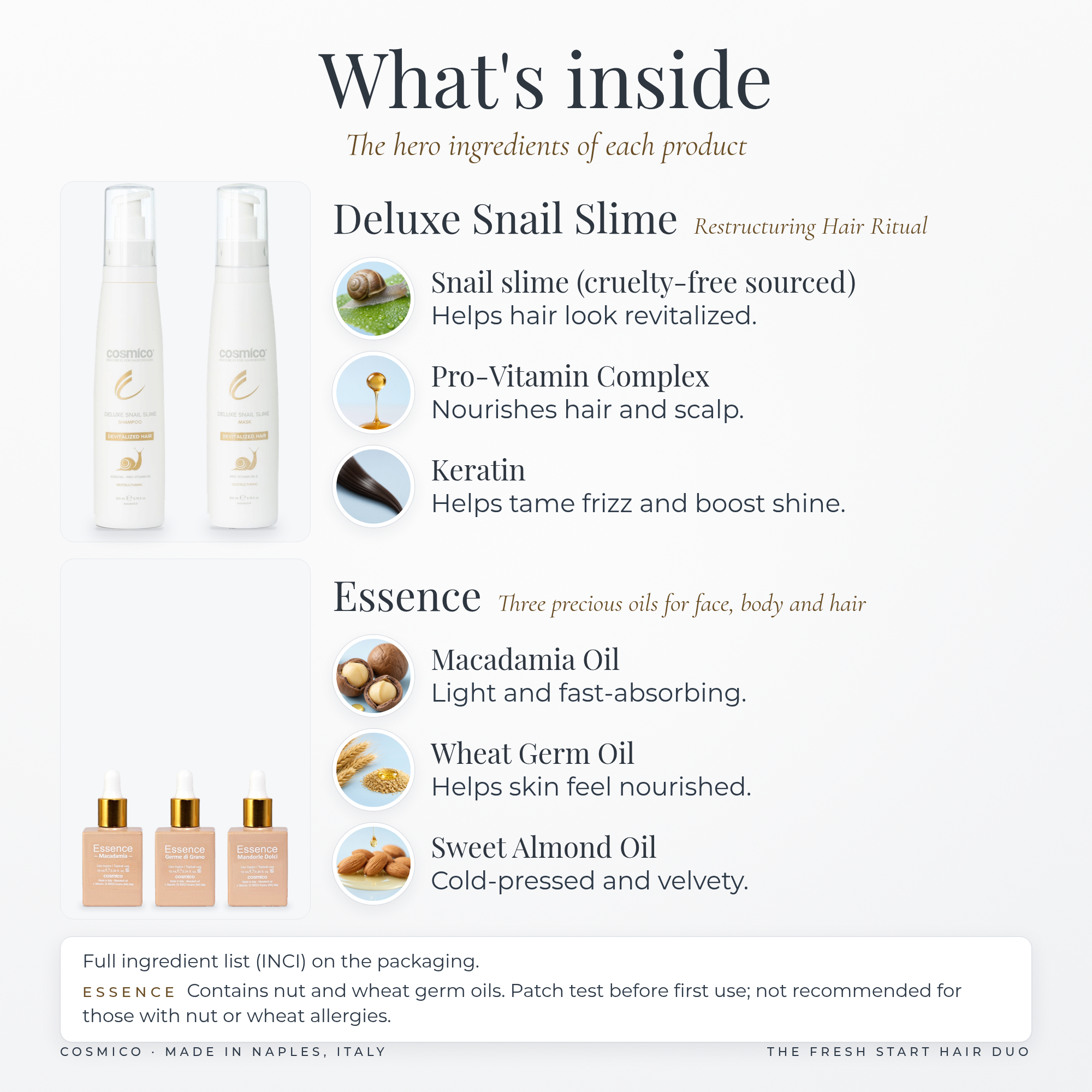 The Fresh Start Hair Duo – Cosmico Cosmetics key ingredients