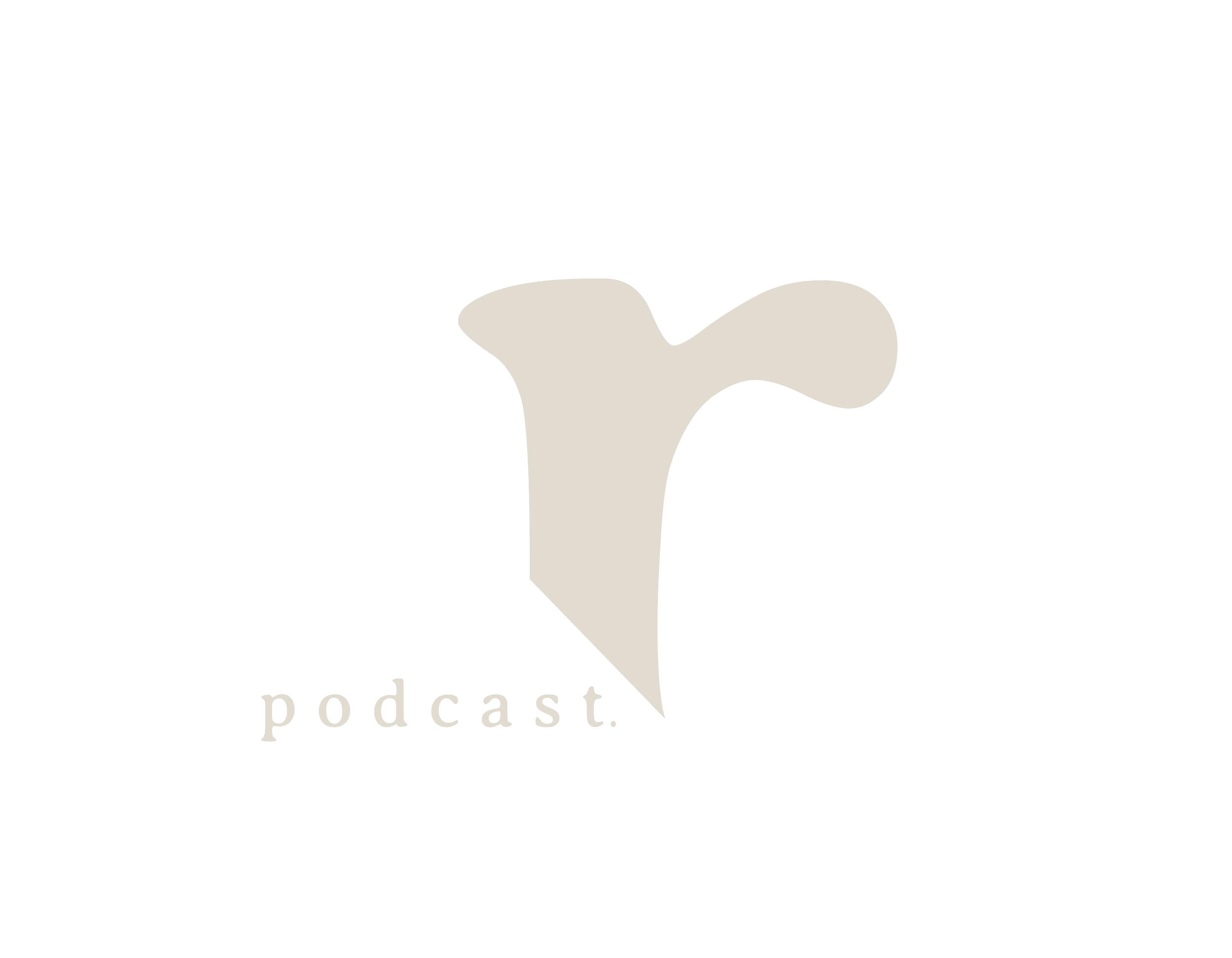 Logo of a podcast featuring a stylized whale in beige with the word "podcast" underneath in lowercase.