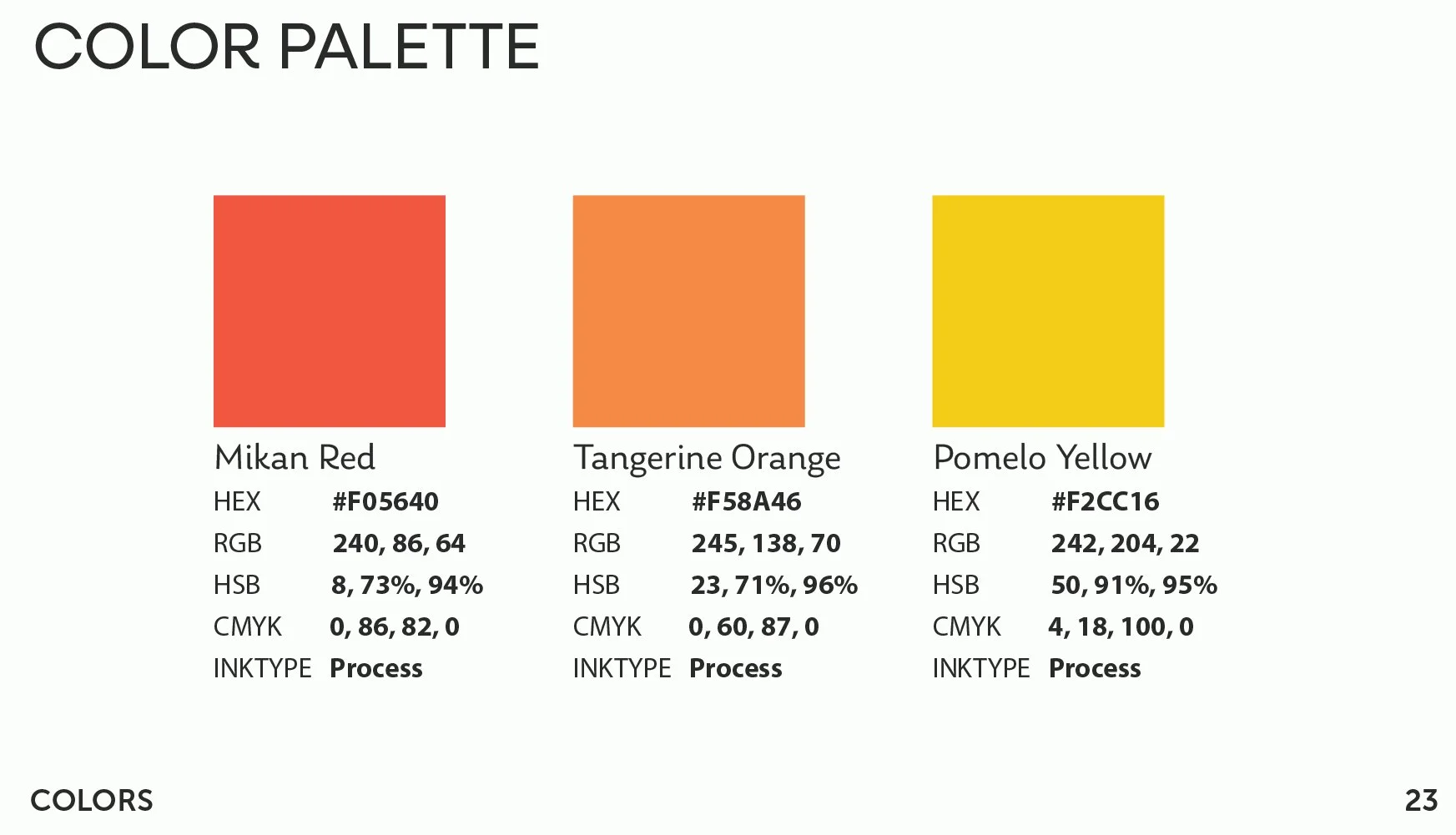 Citrus Identity Guide Color Palette