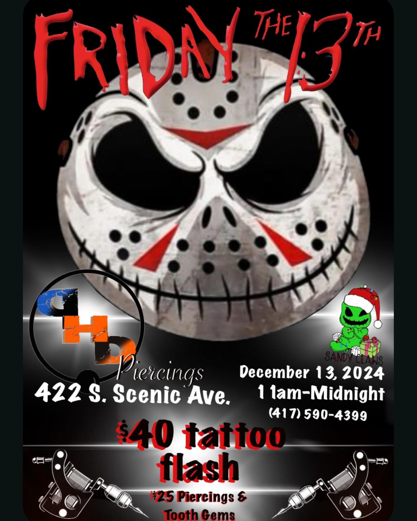Mark your calendars, because ANOTHER Friday the 13th is fast approaching.  We will be offering pre-designed tattoo flash starting at $40 and $25 per hole piercings AND $25 tooth gems. Here&rsquo;s the twist there will be absolutely NO LINE CUT OFF th