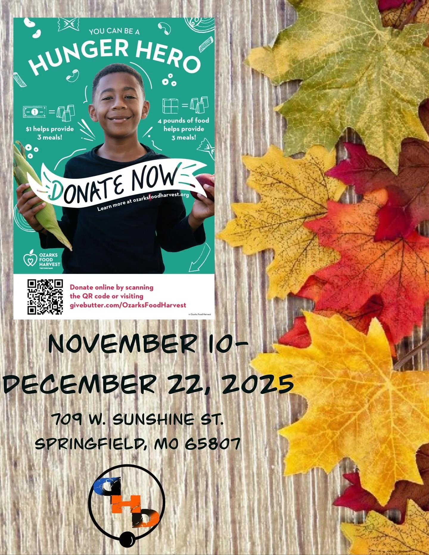 PHD Piercings &amp; Tattoos will be partnering with Ozarks Food Harvest this holiday season.  This is our way of giving back to the community that keeps us going and allowing us to do what we all love.  So in spirit of the holiday season we will also