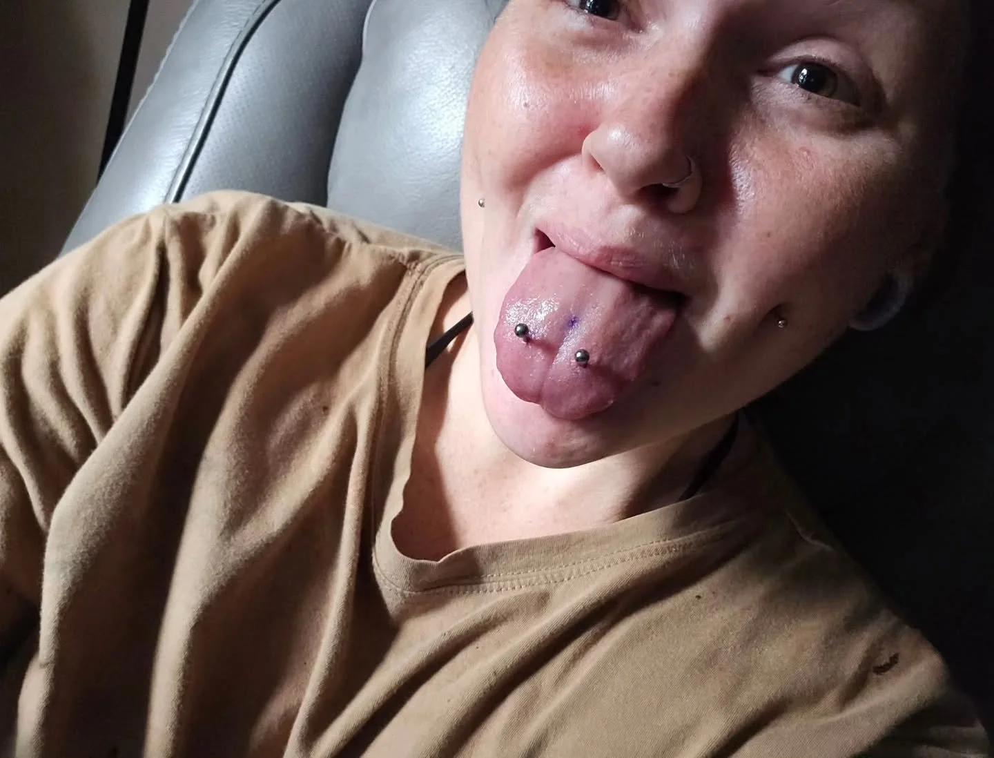 Venom Piercing done by HD Piercings herself!  Love seeing a client so happy with their fresh look!