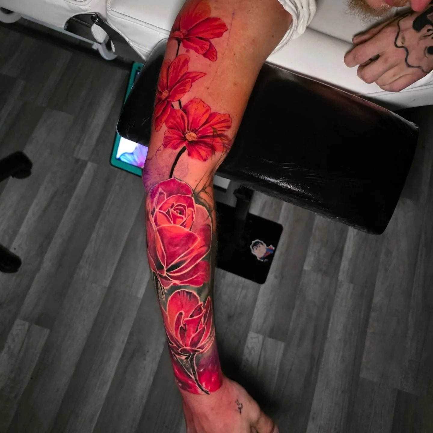 Justin added some more to his dudes arm!!! Thanks Kyle James  cant wait to have this finished!!!!!