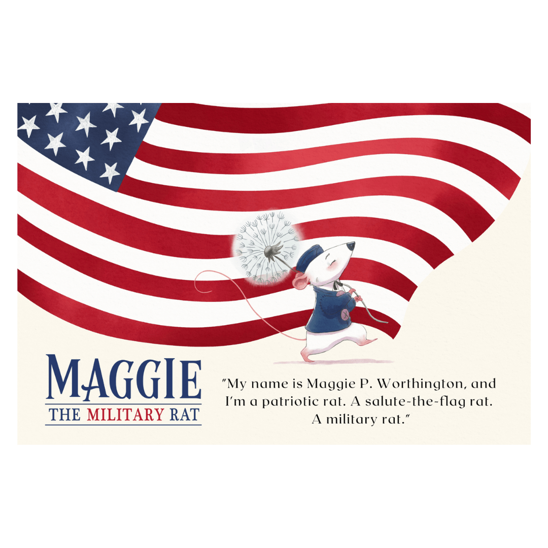 Monica Voicu Denniston .Children's Book Author. Maggie the Military Rat Front Postcard