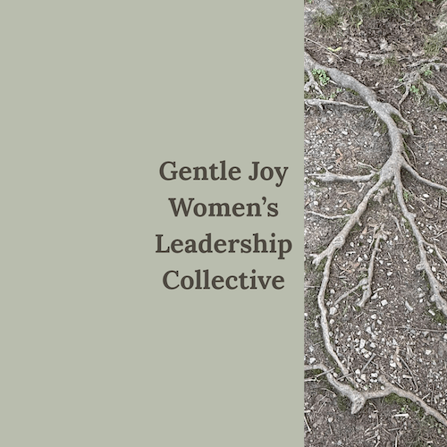 "Gentle Joy Women's Leadership Collective" written next to photo of branching tree roots