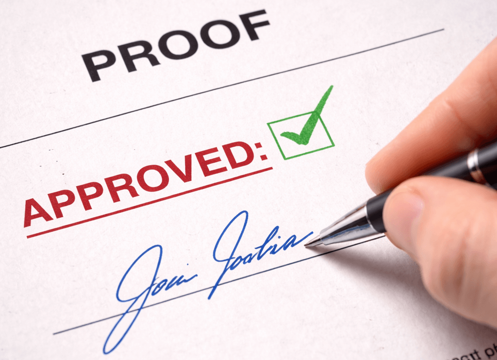 Proof approval with signature