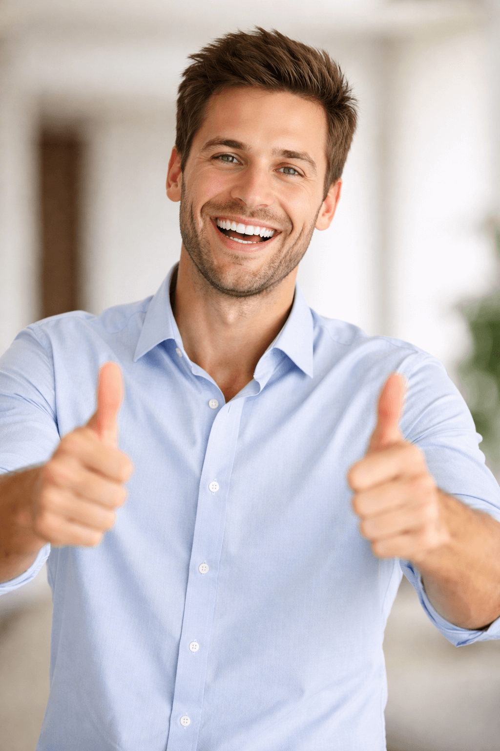 Young man with thumbs up