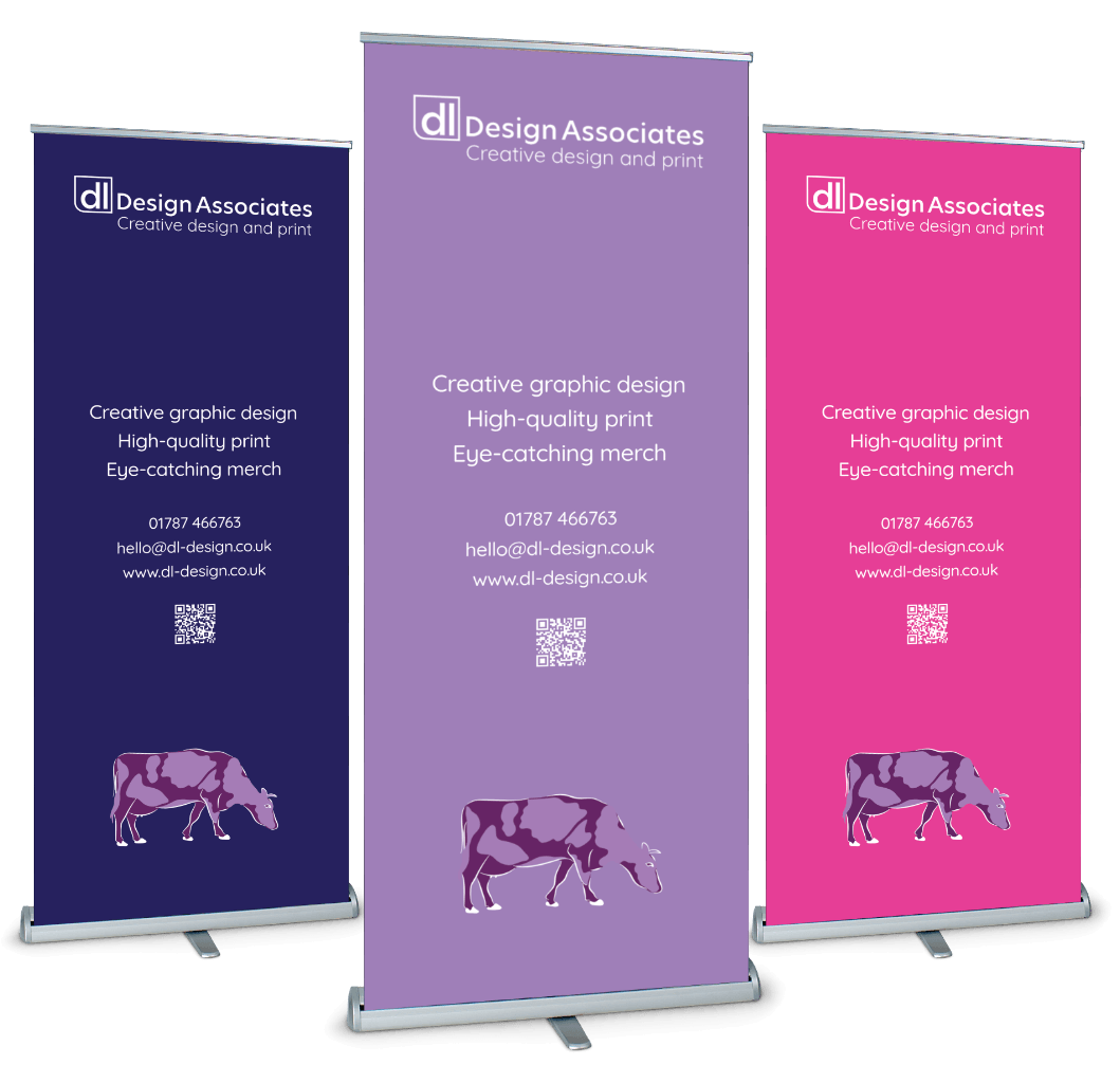 Three roller banners side by side