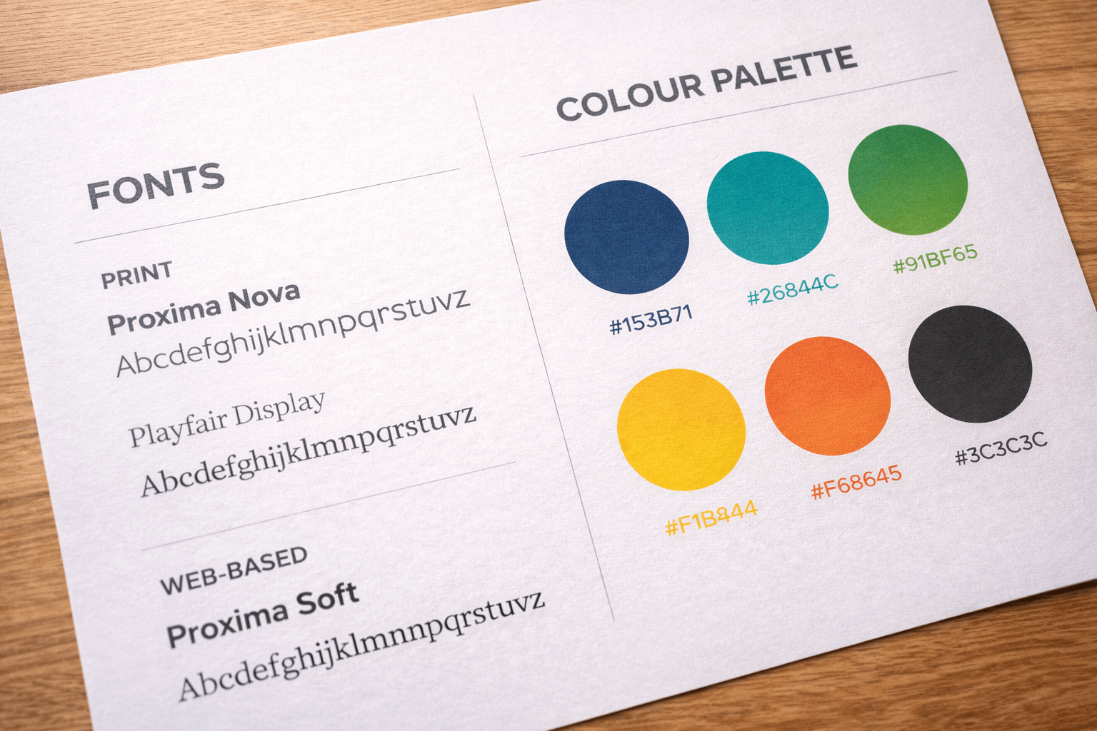 Fonts and colour palette