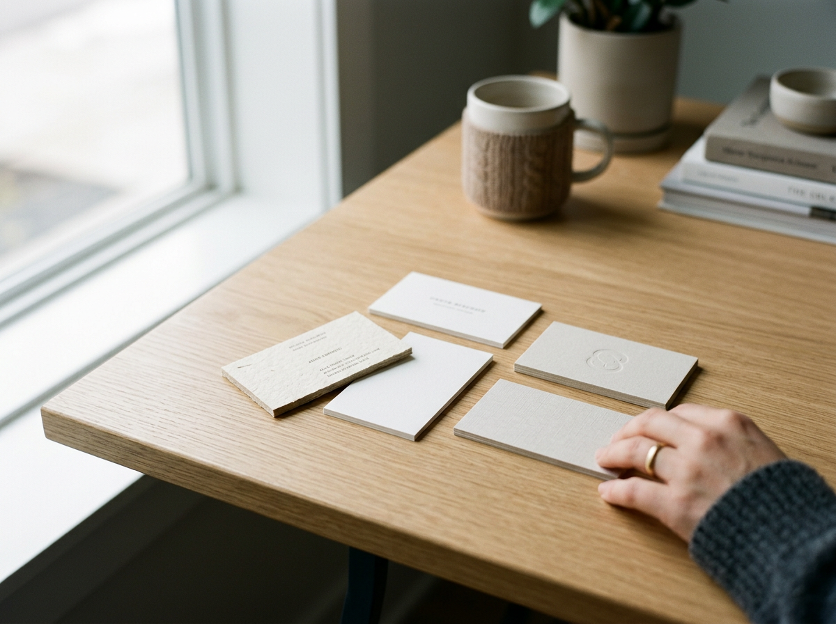 Quality business cards on a desk