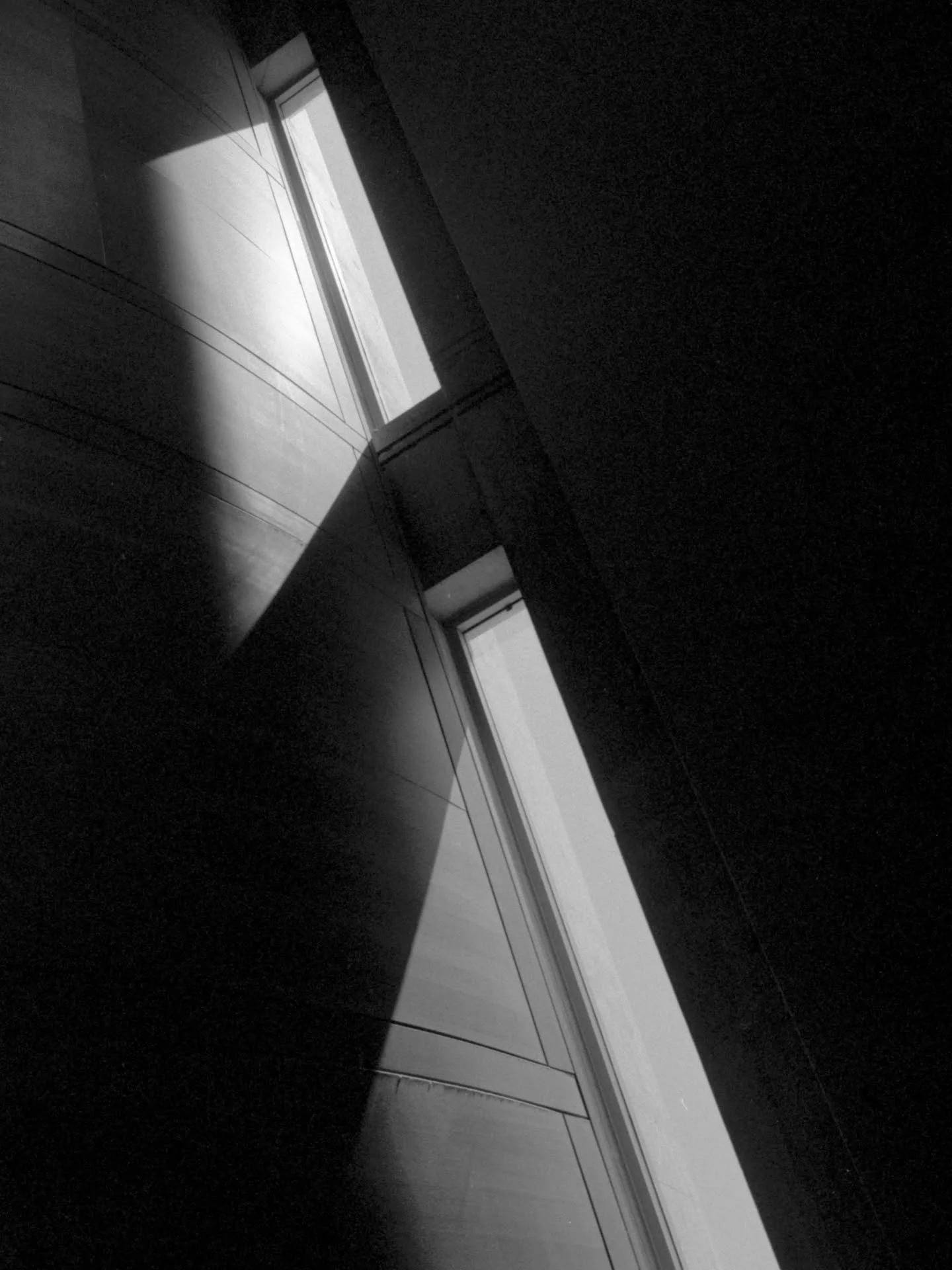 Lots of fun architecture and light to shoot there at Mesa College. 

📷 scanned 35mm, b&amp;w film