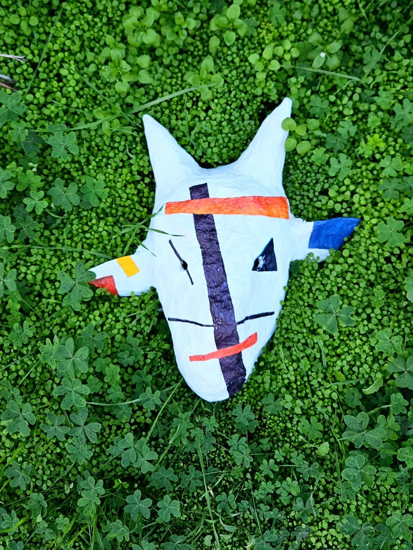 At a class I took this past semester on "The Art of Africa, Oceania and the Americas" we studied different cultures and traditions. As a challenge to myself I wanted to make a mask that would resonate with me, and would have a raw geometric