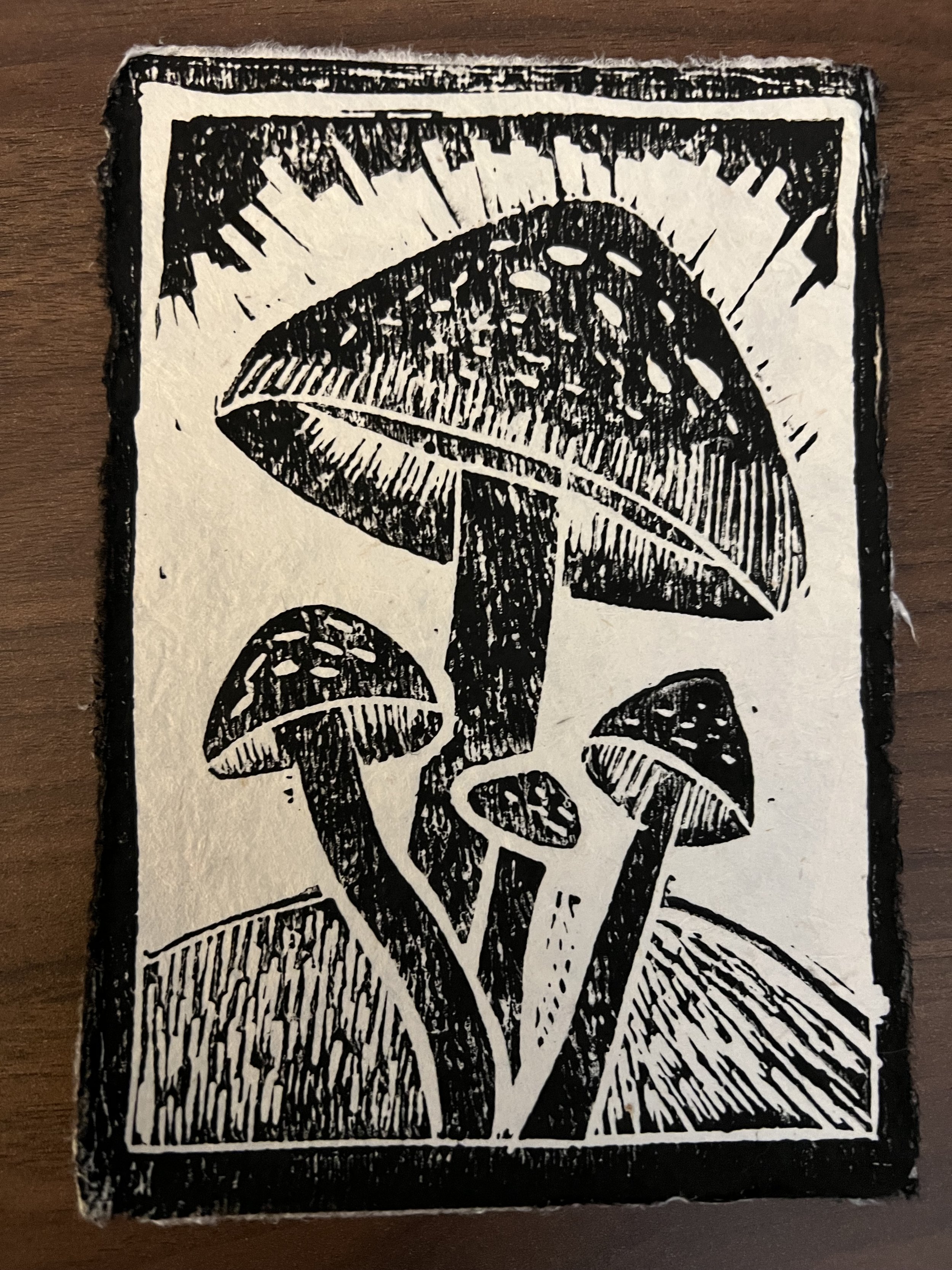 Mushroom Linocut