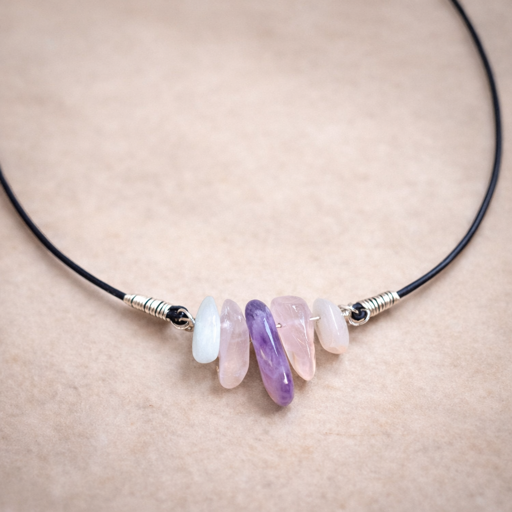 Rose Quartz & Amethyst Gemstone Necklace