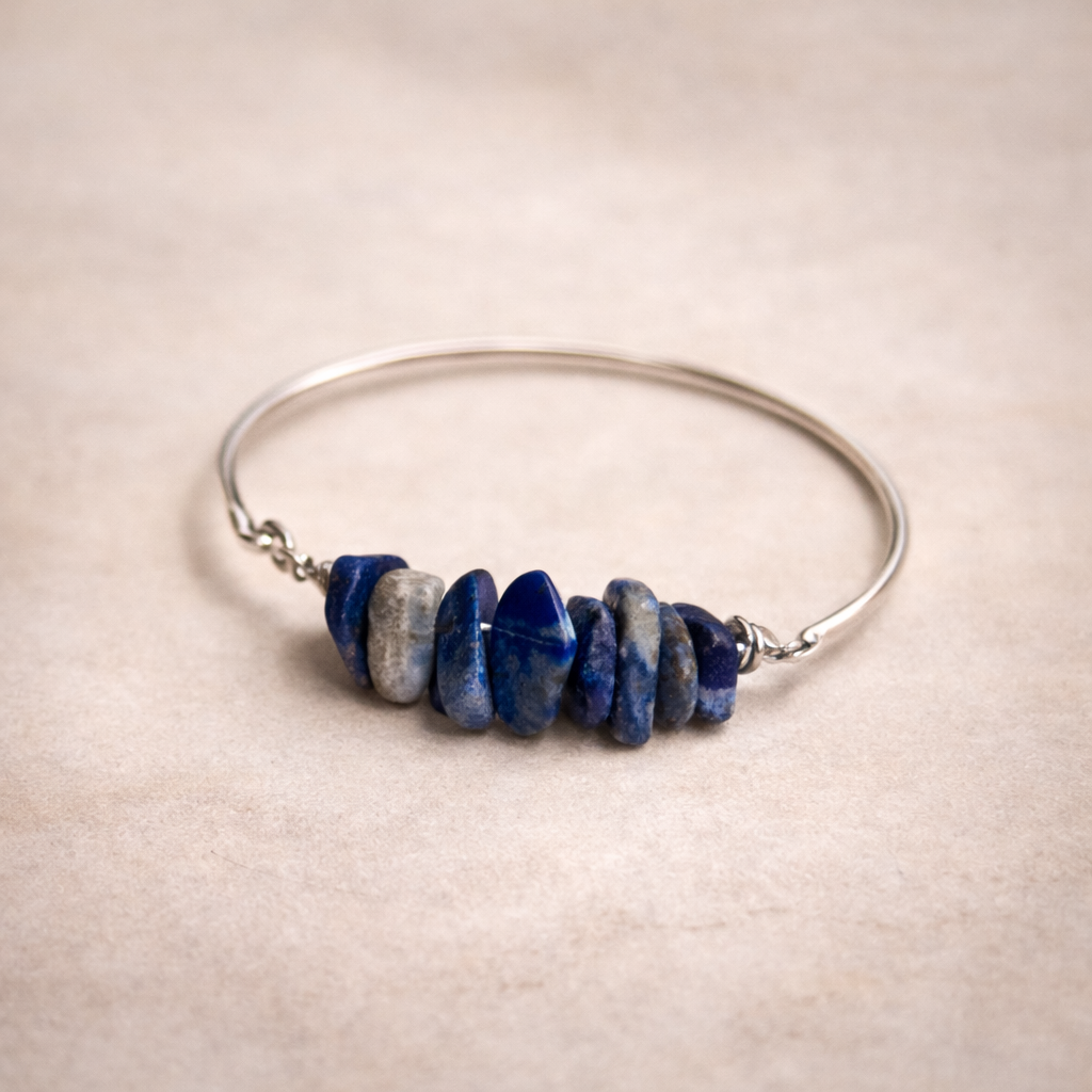 Lapis Lazuli Silver Bangle