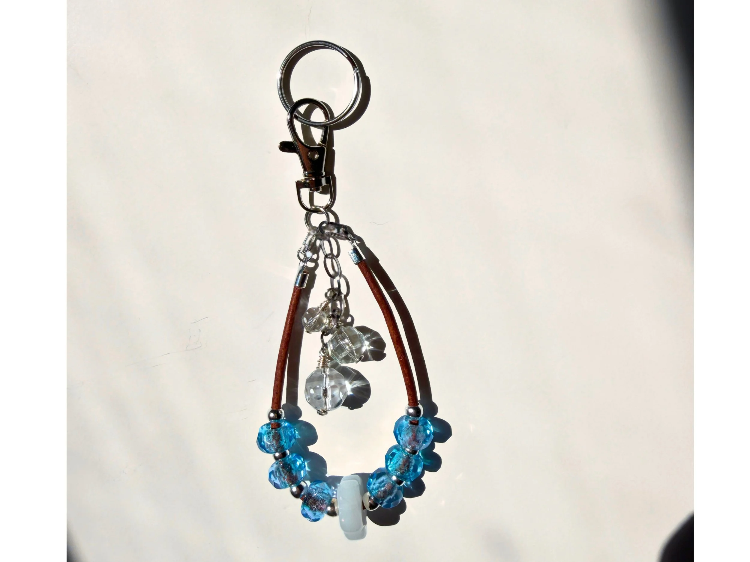 Blue Glass Flower Bag Charm