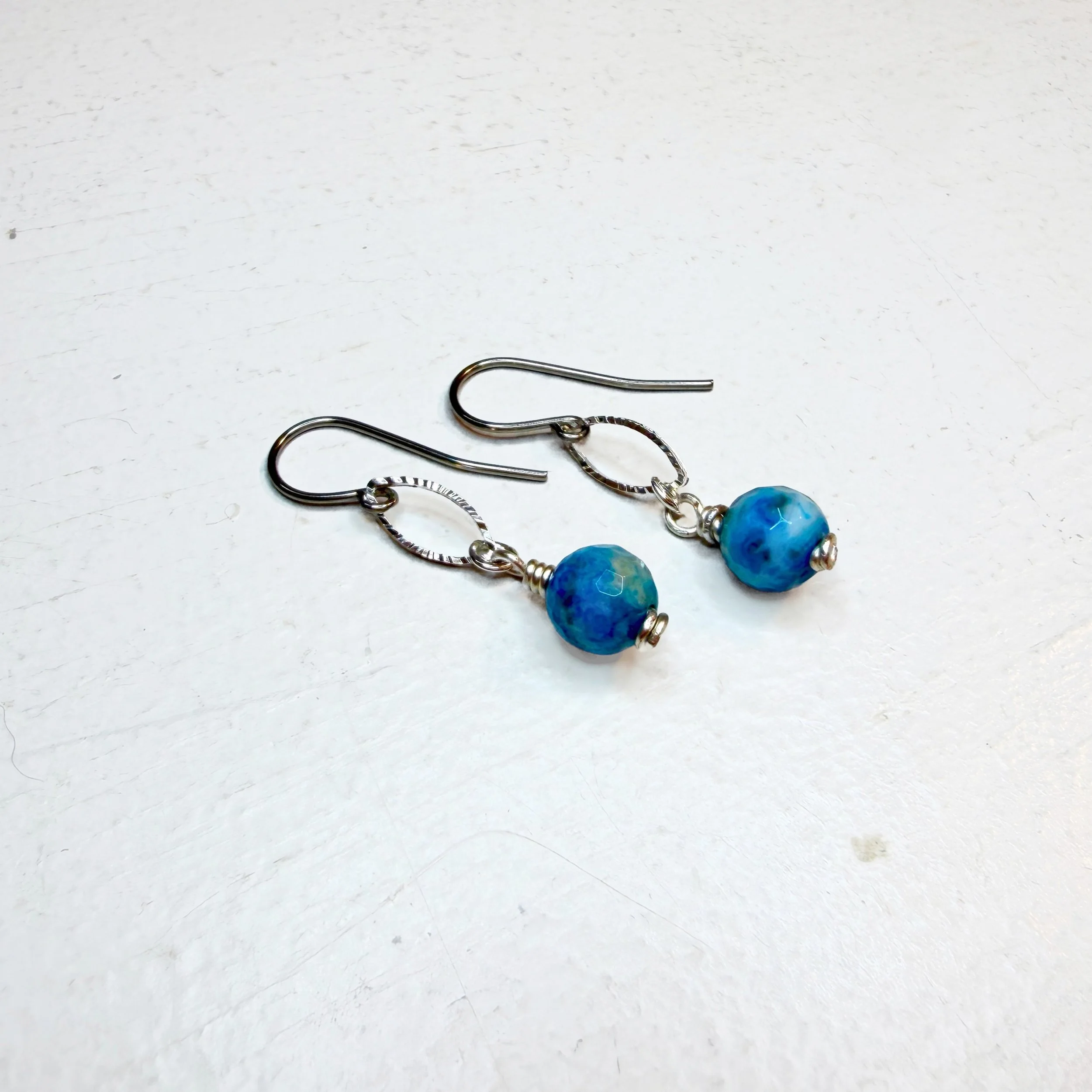 Larimar Blue Crazy Lace Agate Drop Earrings