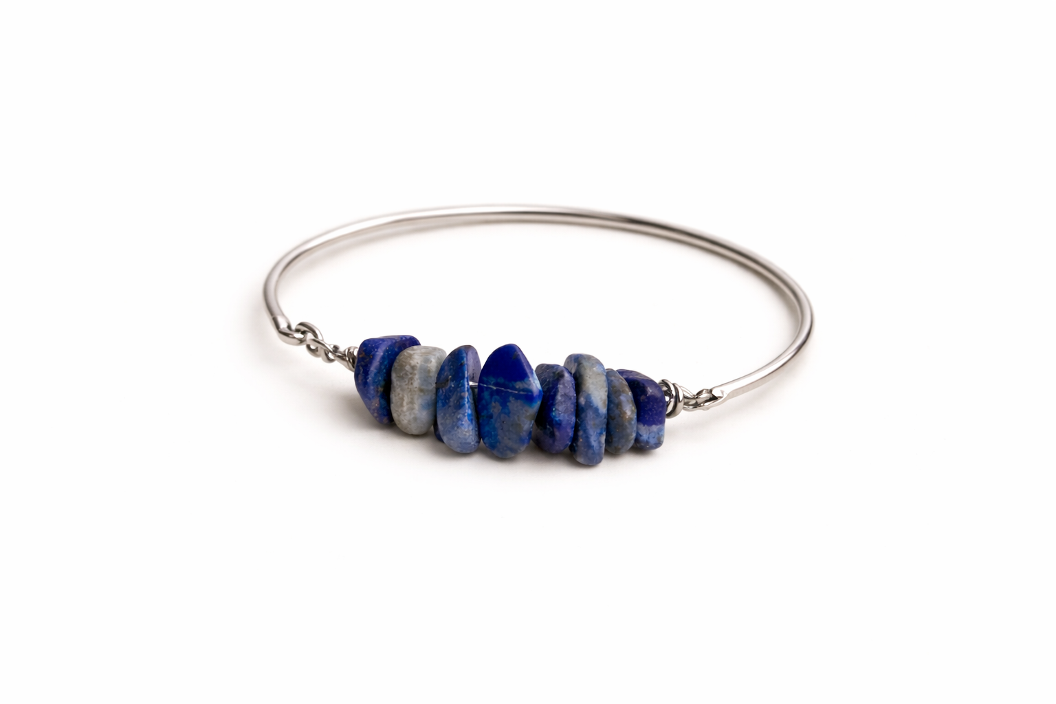 Lapis lazuli silver bangle bracelet