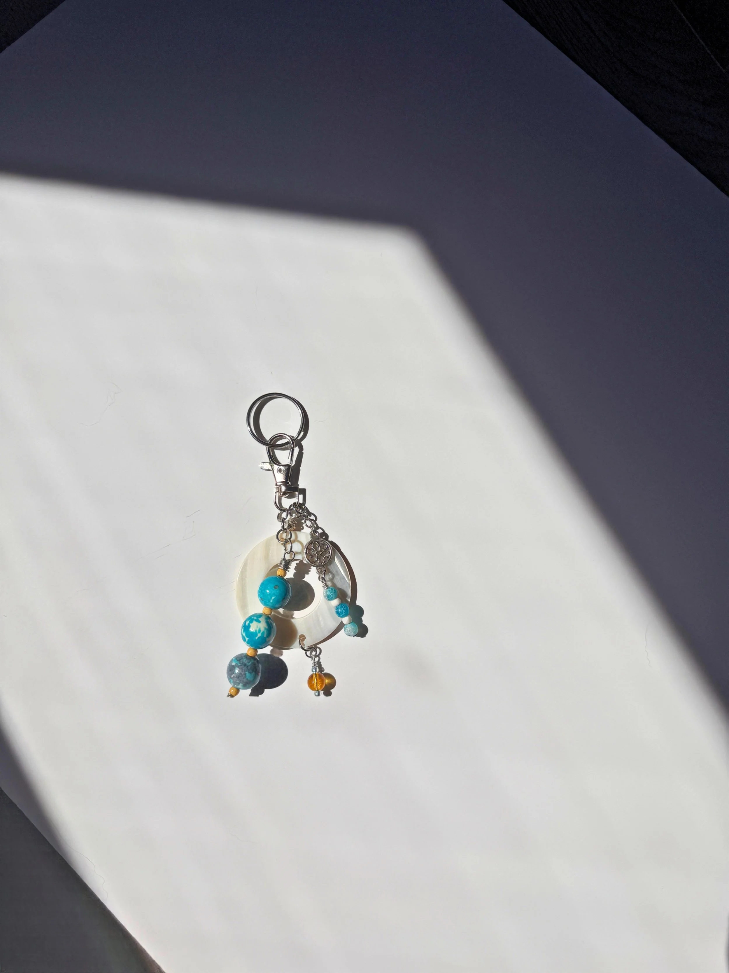 Blue Rain Flower Stone Bag Charm