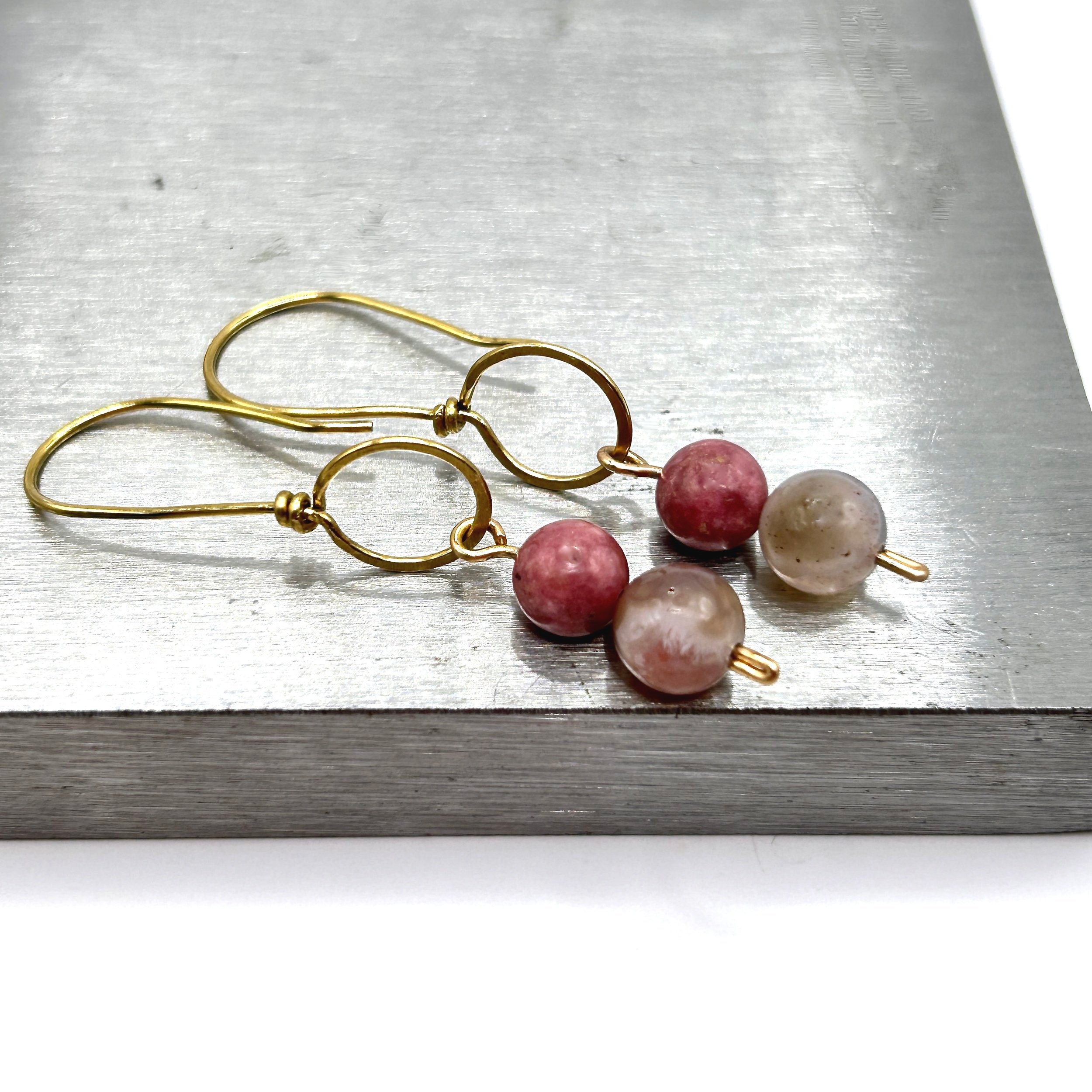 Open Horizon Rhodochrosite and Metal Earrings