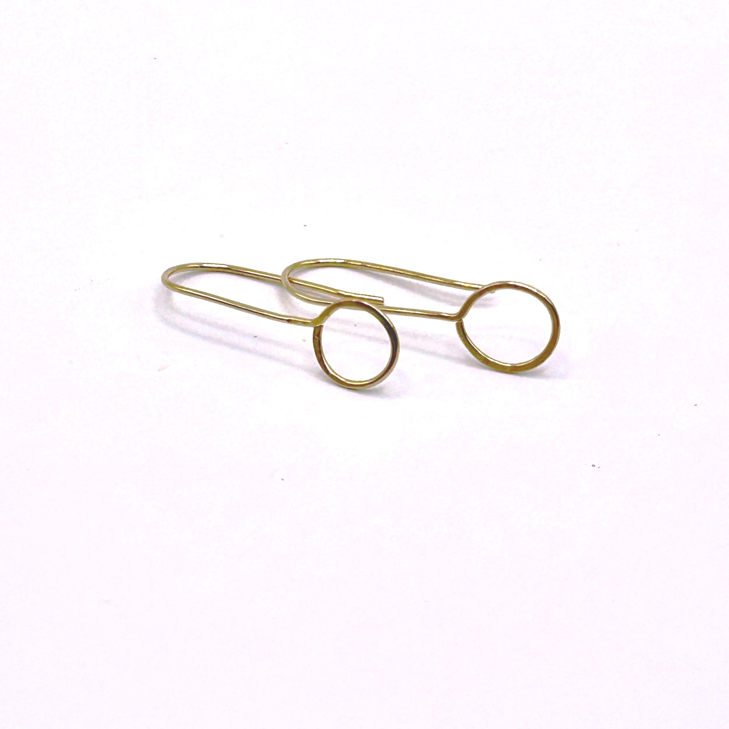 Open Horizon Circle Jeweler's Brass Metal Drop Earrings on white background