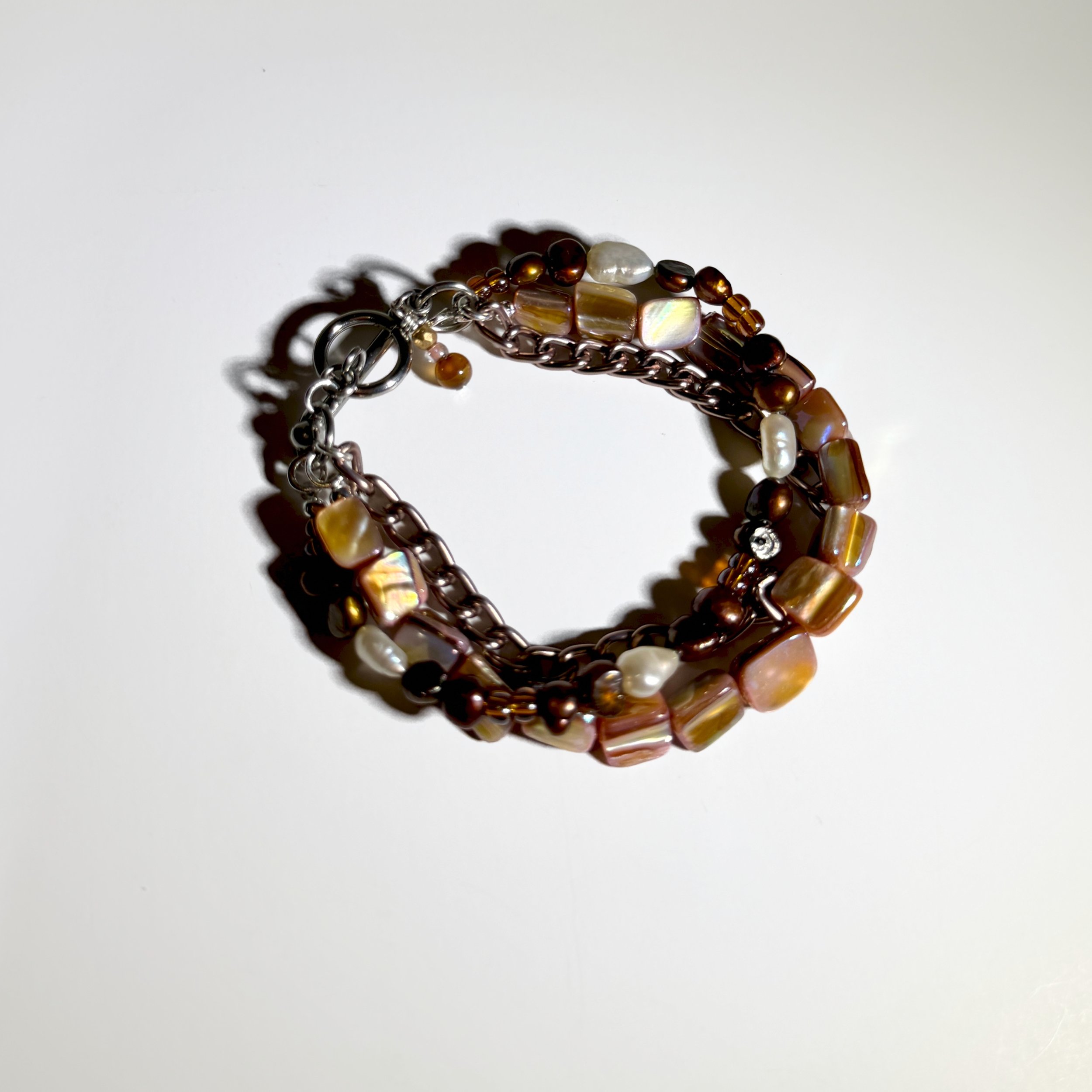 Bronzed Pearl Multi-Strand Bracelet light background