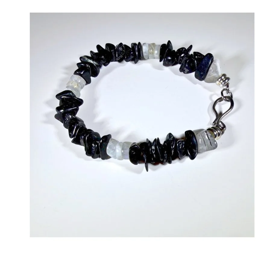 Blackstone & Rainbow Moonstone Bracelet