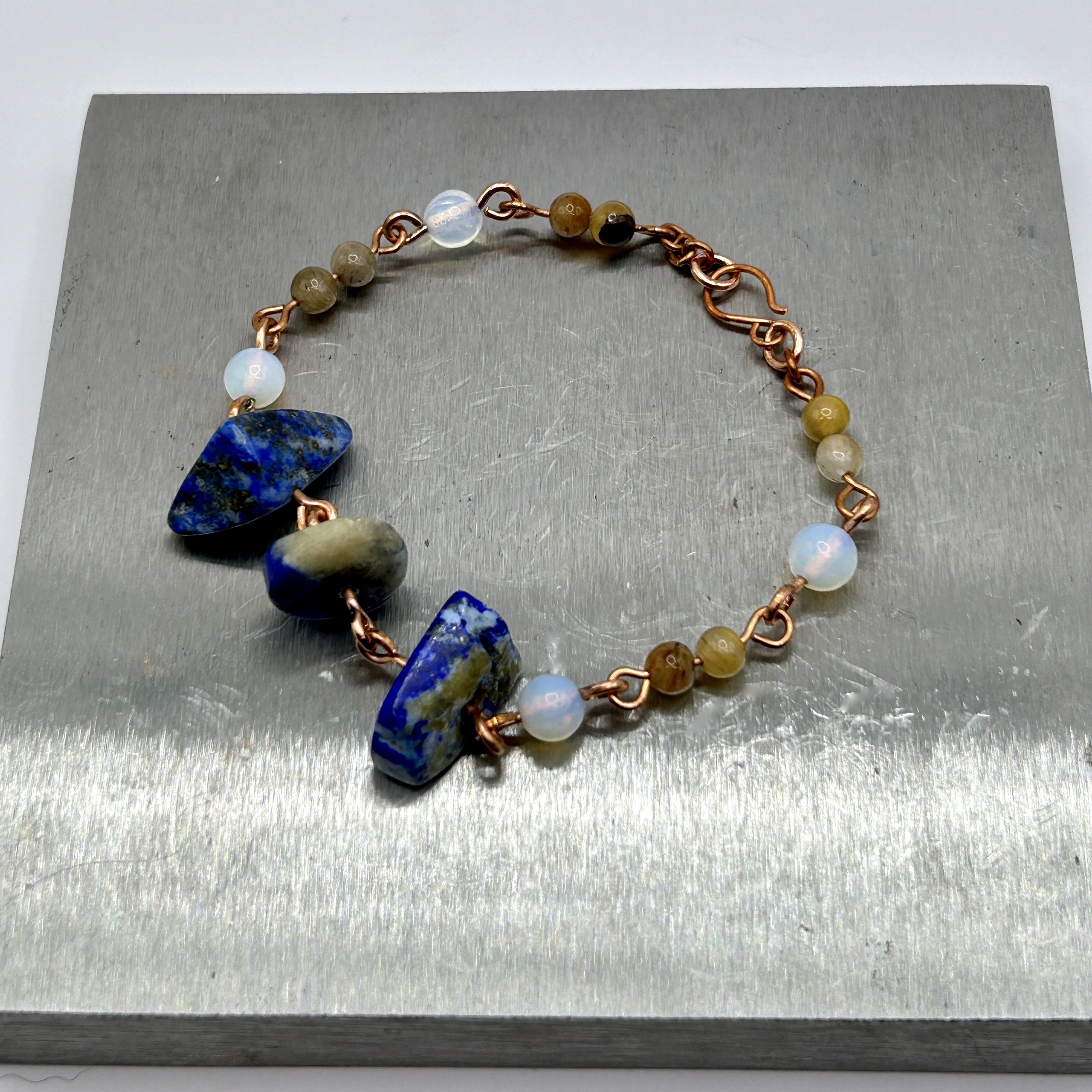 Blue River Lapis Lazuli Nugget Bracelet on Metal Block