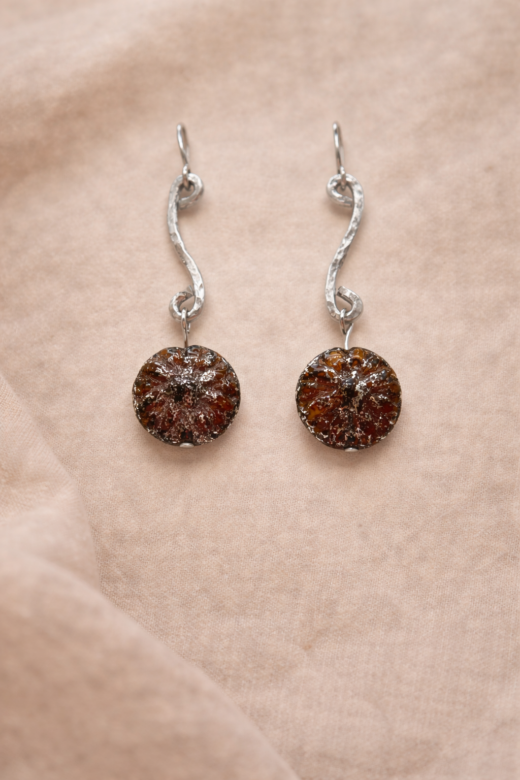 Amber Czech Glass Earrings
