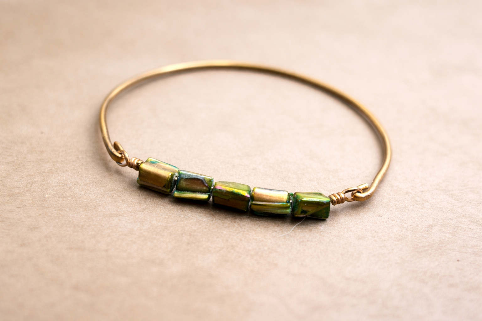 Golden Pine Mother of Pearl Bangle Bracelet
